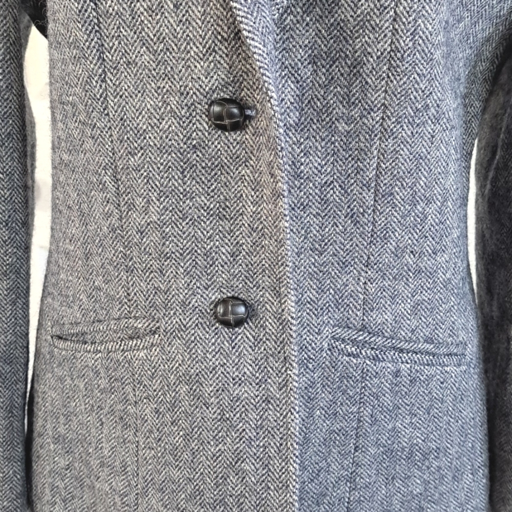 Vintage Pure Wool Swingles Herringbone Tailored Classic Blazer Jacket Coat - Picture 3 of 9